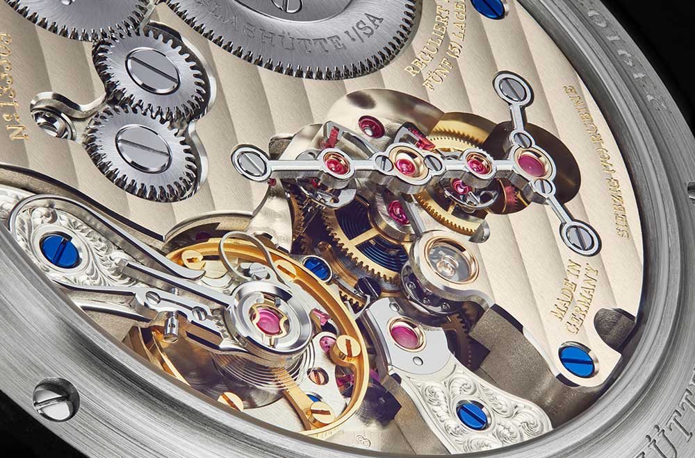 a lange sohne zeitwerk closeup on caseback