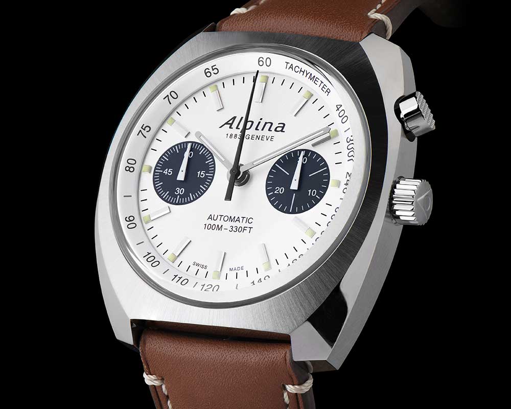 alpina startimer pilot heritage chronograph closeup