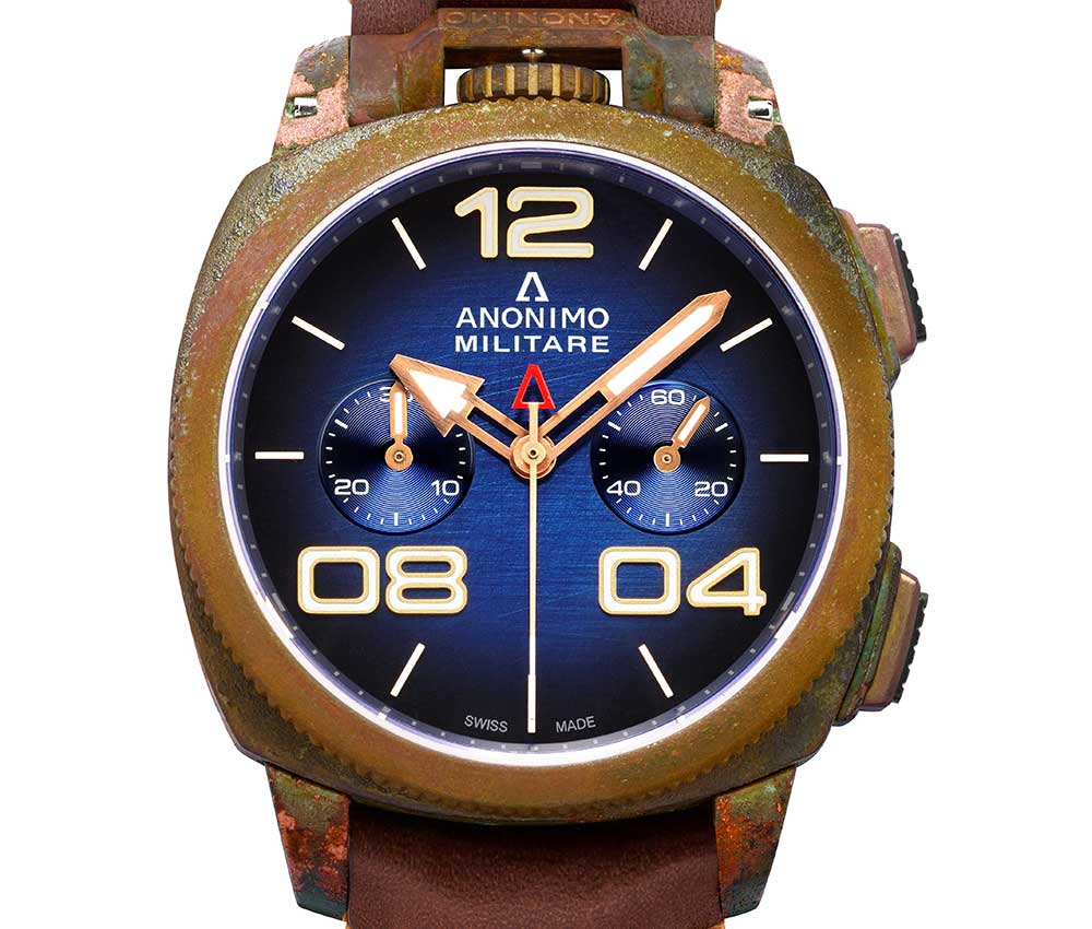 anonimo militare chrono bronze oxyde closeup