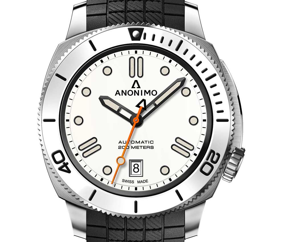 anonimo nautilo classic white dial closeup