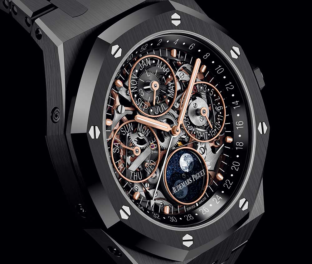 audemars piguet royal oak perpetual calendar skeleton side closeup