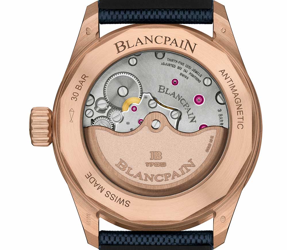 blancpain fifty fathoms bathyscaphe sedna gold caseback