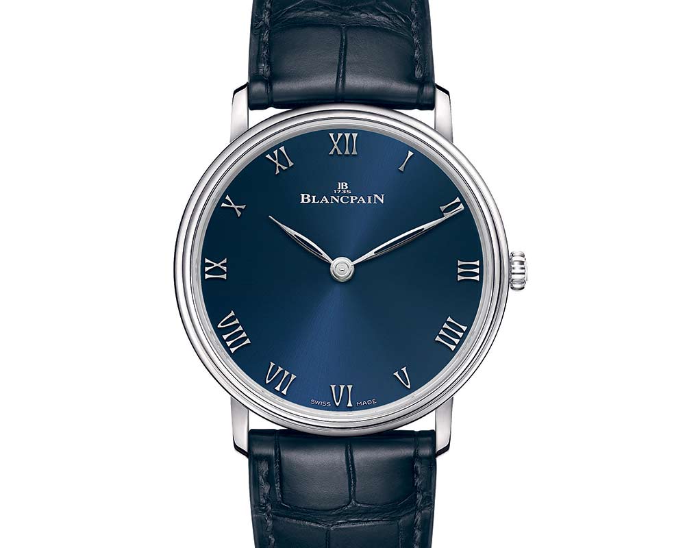 blancpain villeret ultrathin blue closeup