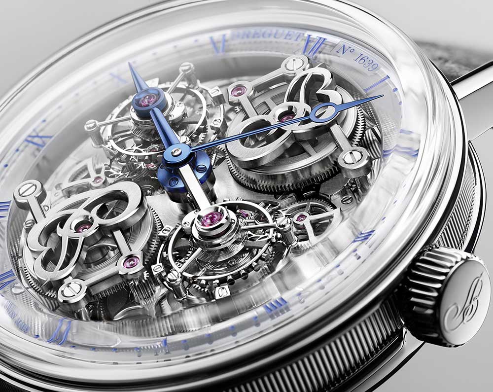 breguet classique double tourbillon 5345 quai horloge closeup