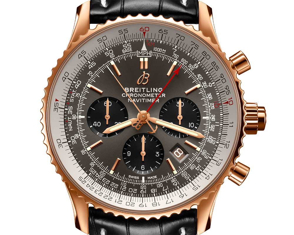 breitling navitimer b03 chronograph rattrapante 45 closeup dial