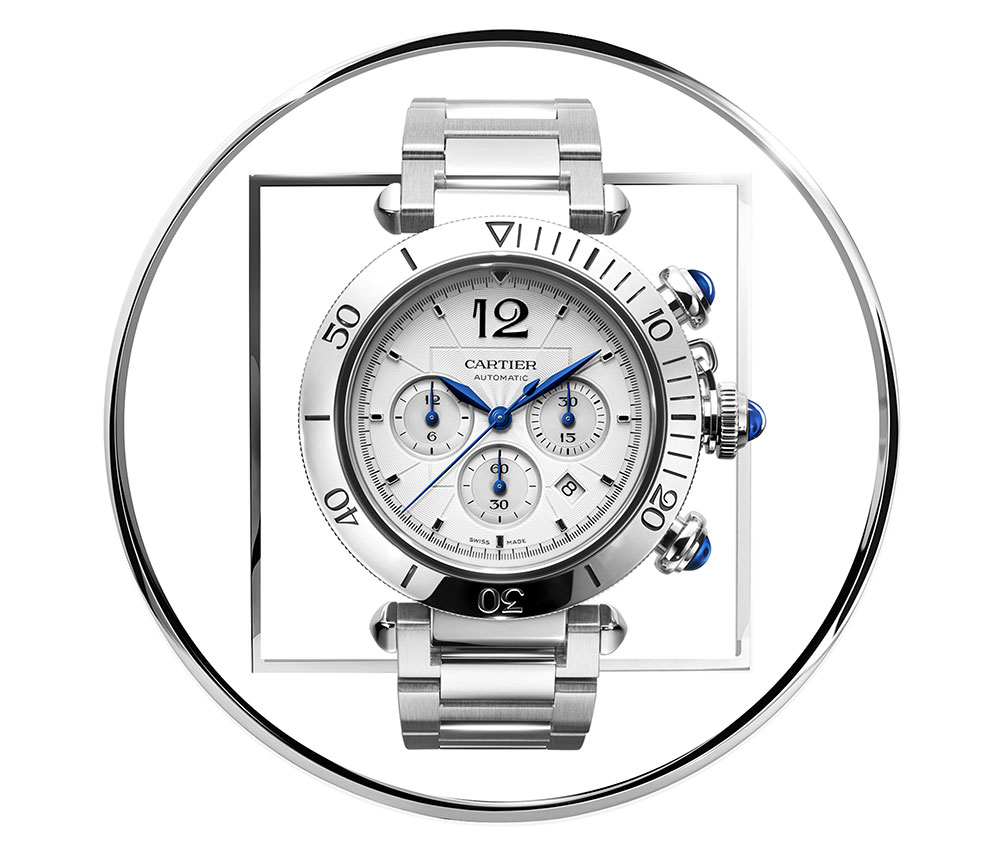 CRWSPA0013 - Montre Pasha de Cartier - 35mm, mouvement automatique, acier,  bracelets métal et cuir interchangeables - Cartier