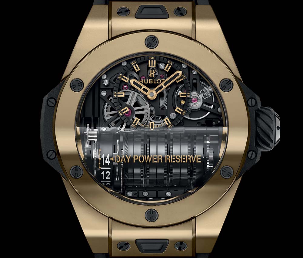 hublot big bang mp 11 magic gold closeup