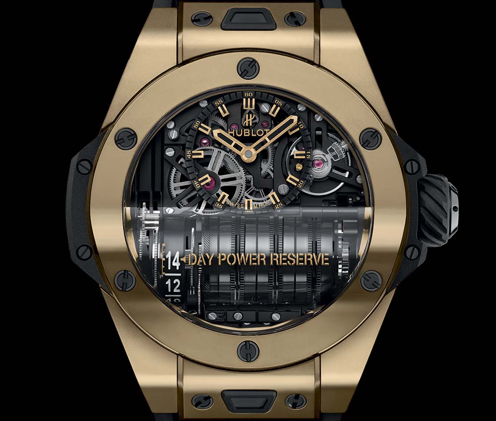 hublot big bang mp 11 magic gold closeup