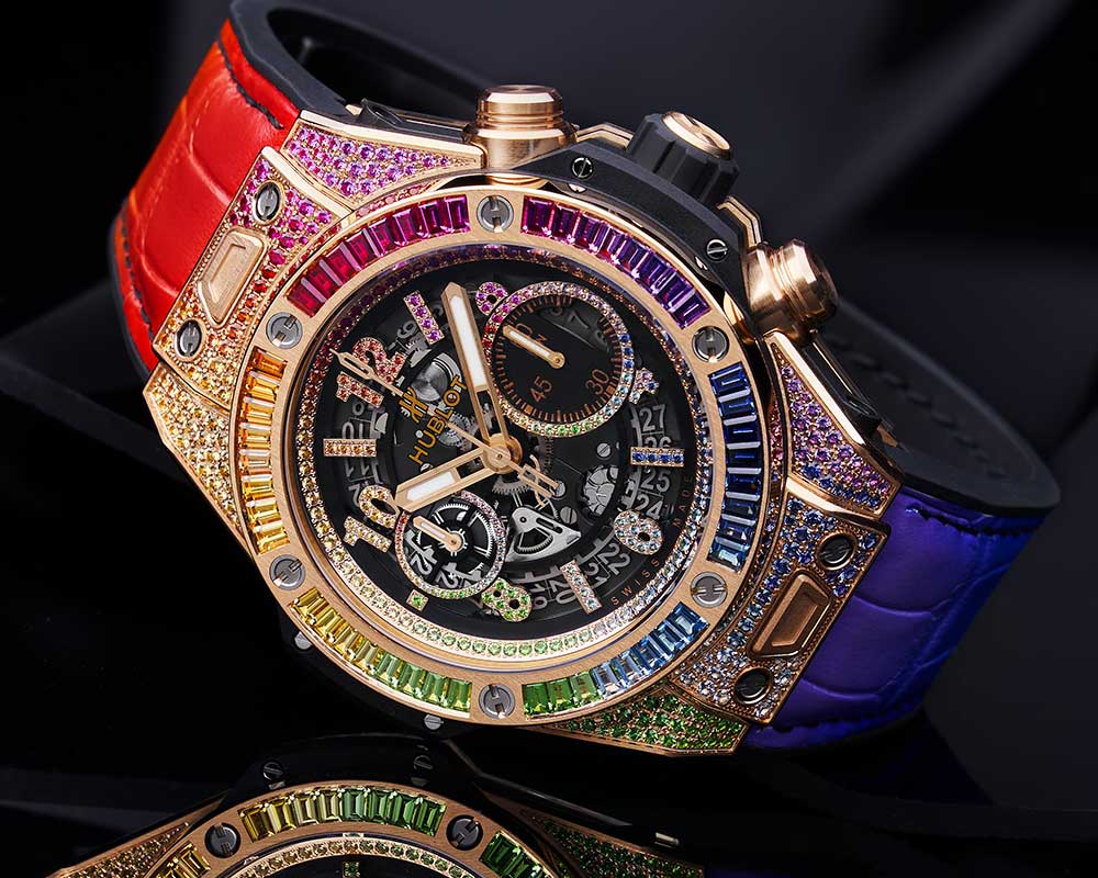 hublot big bang one click rainbow closeup