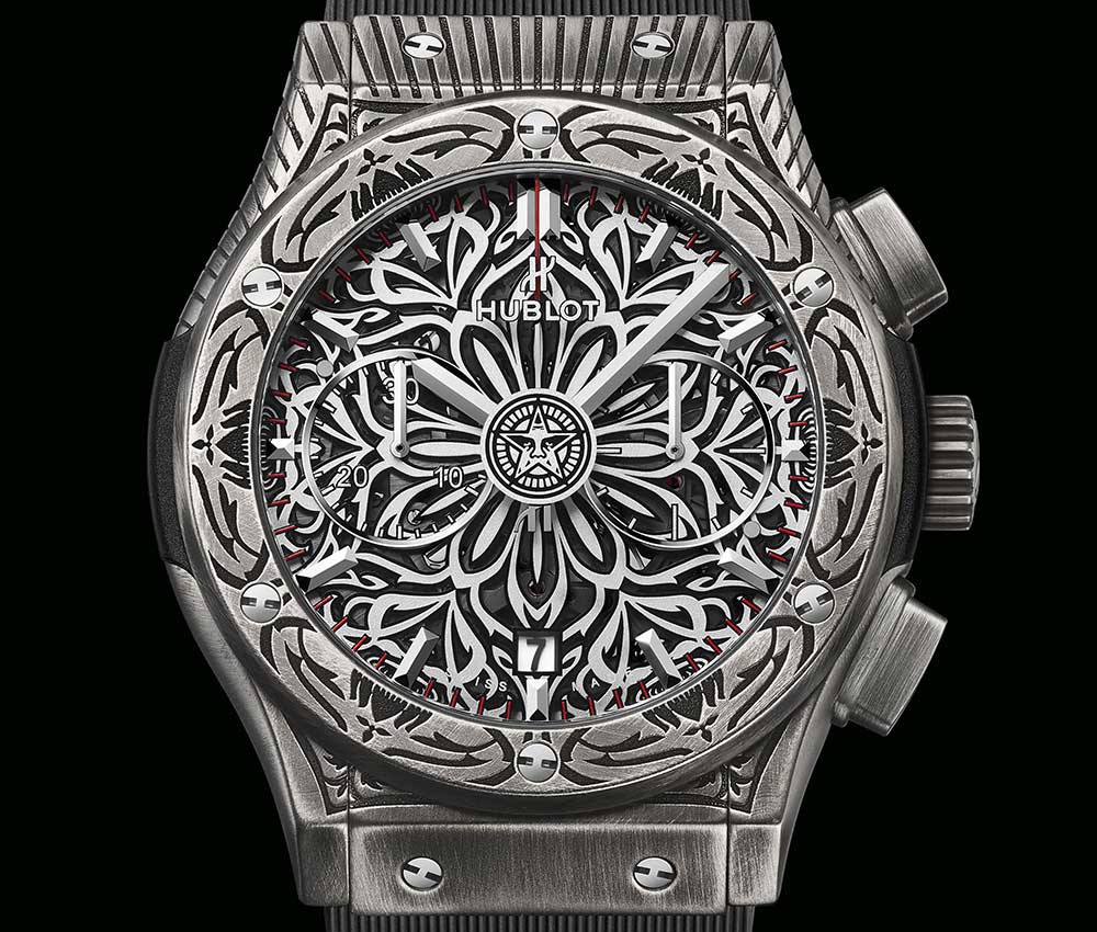 hublot classic fusion chrono shepard fairey closeup