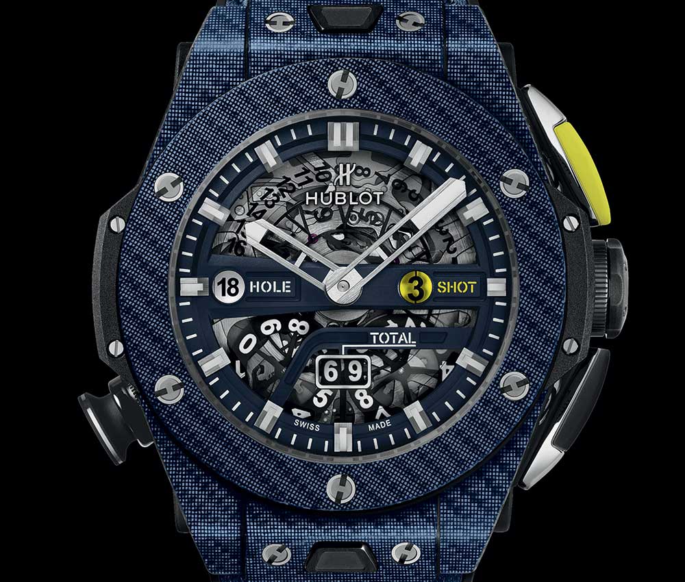 hublot unico big bang golf blue closeup