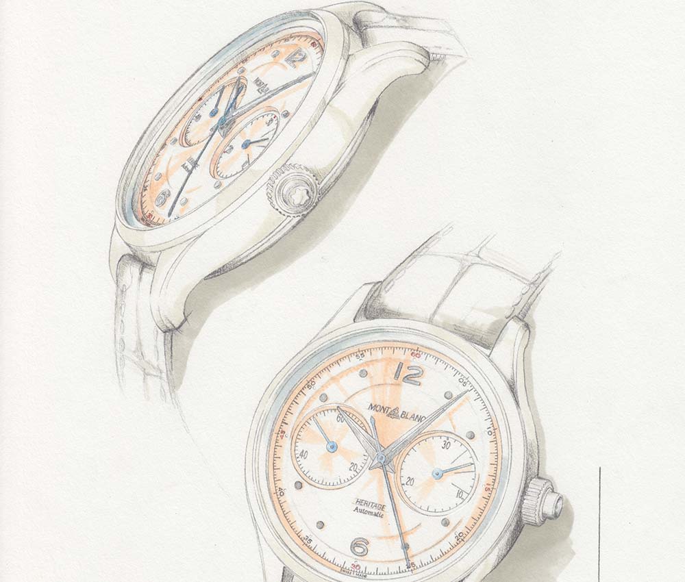 montblanc heritage pulsograph and chronograph sketch 2