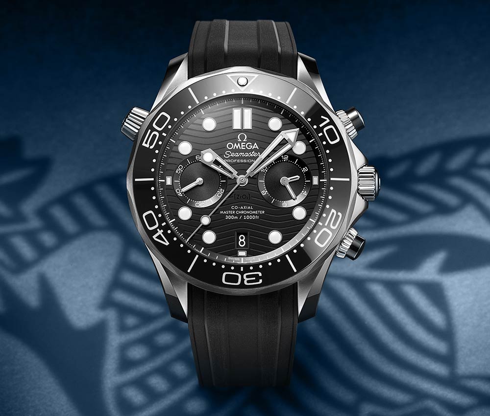 omega seamaster diver 300 chronograph closeup lifestyle