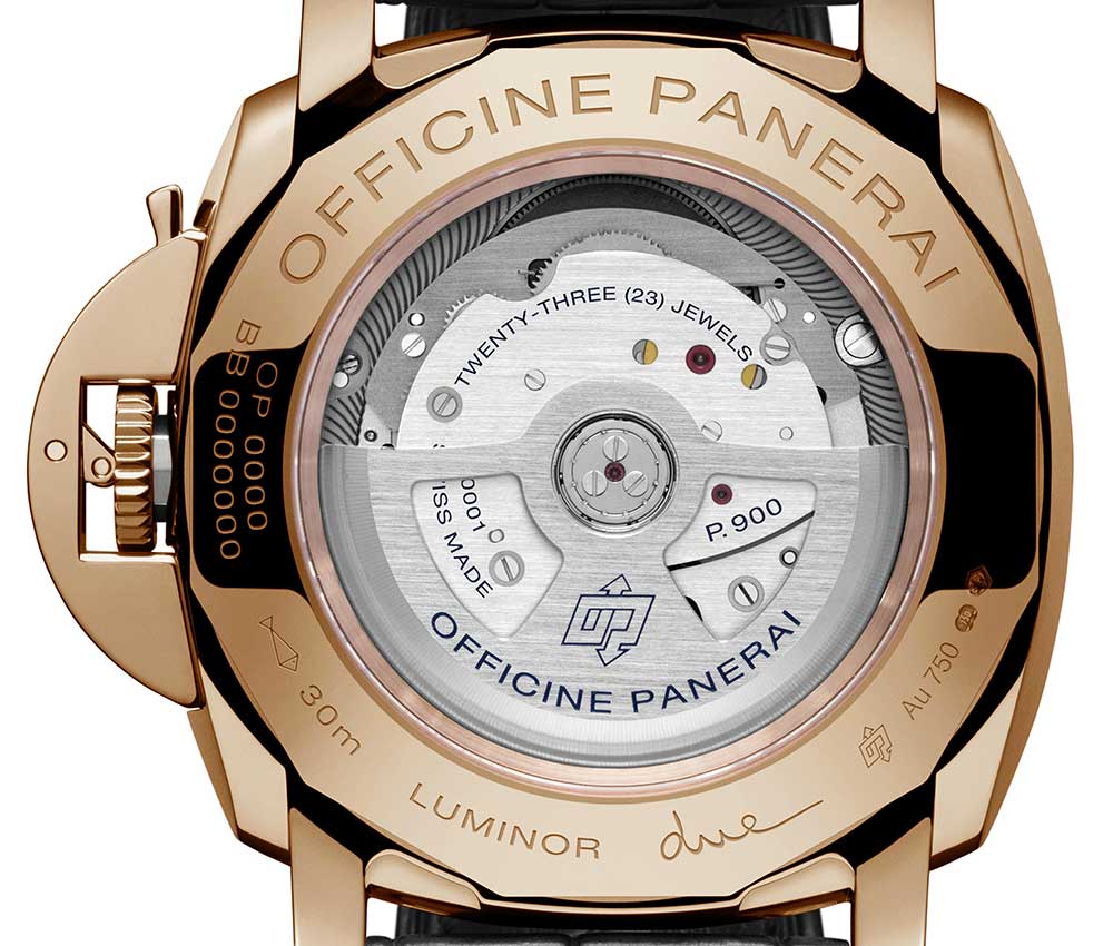 panerai luminor due goldtech caseback