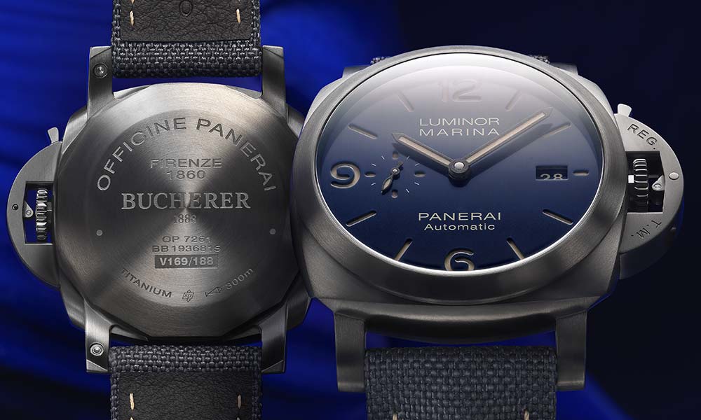 panerai luminor marina bucherer blue with caseback