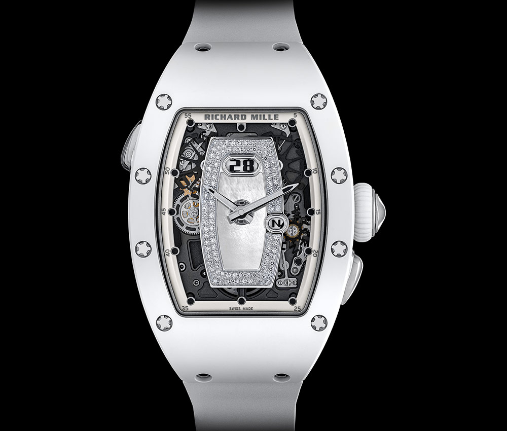 richard mille rm 037 auto ceramic white closeup