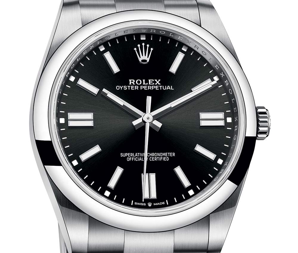 rolex oyster perpetual 41 mm 2020 closeup black dial