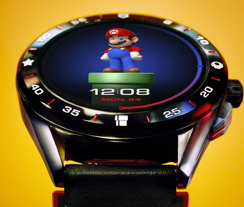 tag heuer connected super mario closeup