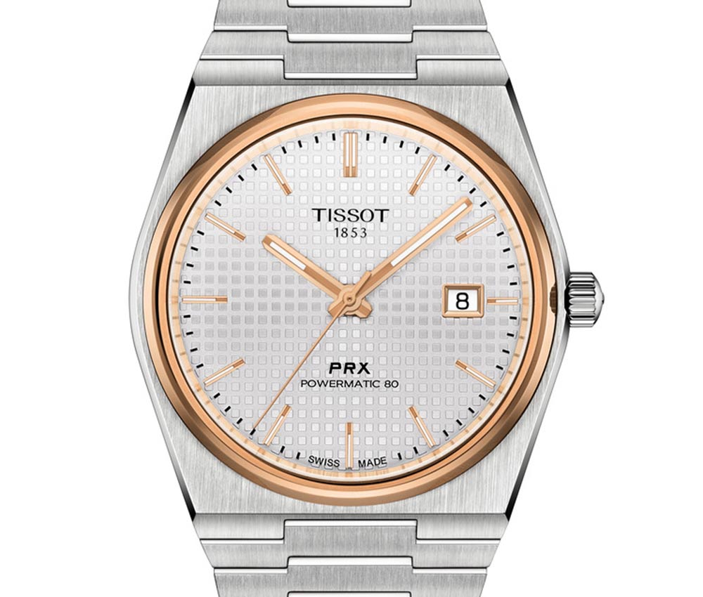 tissot prx powermatic 80 pvd gold closeup