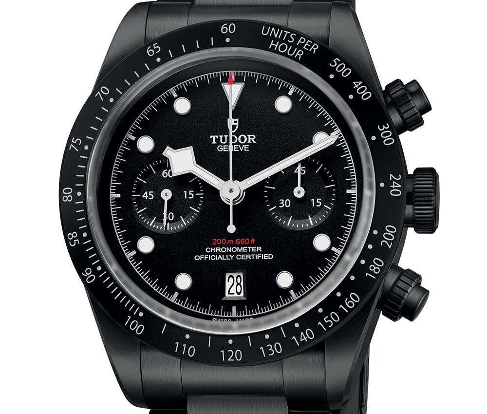 tudor black bay chrono dark closeup