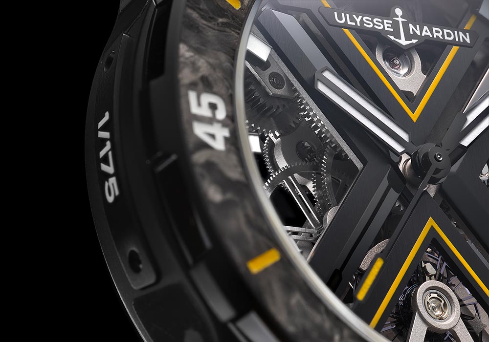 ulysse nardin diver skeleton black seddiqi edition closeup number plate