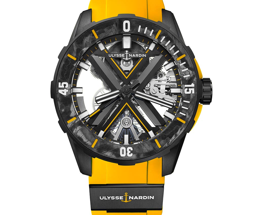 ulysse nardin diver skeleton black seddiqi edition yellow strap