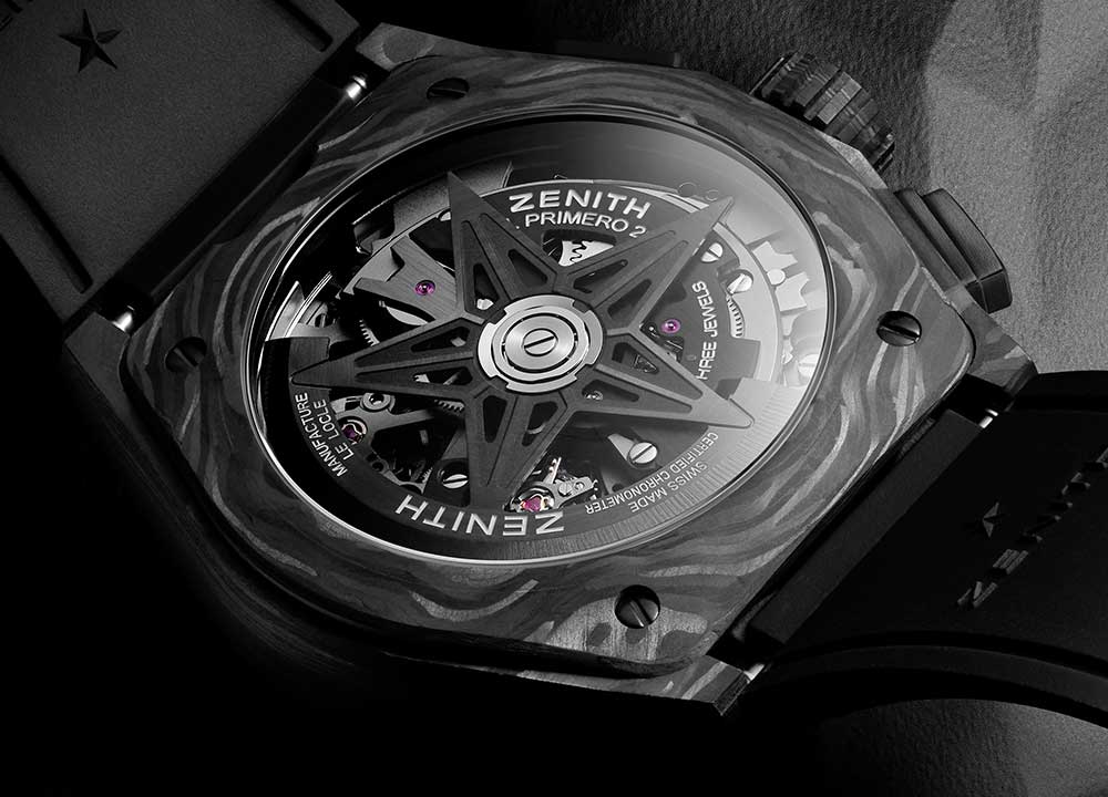 zenith defy el primero 21 carbon caseback closeup