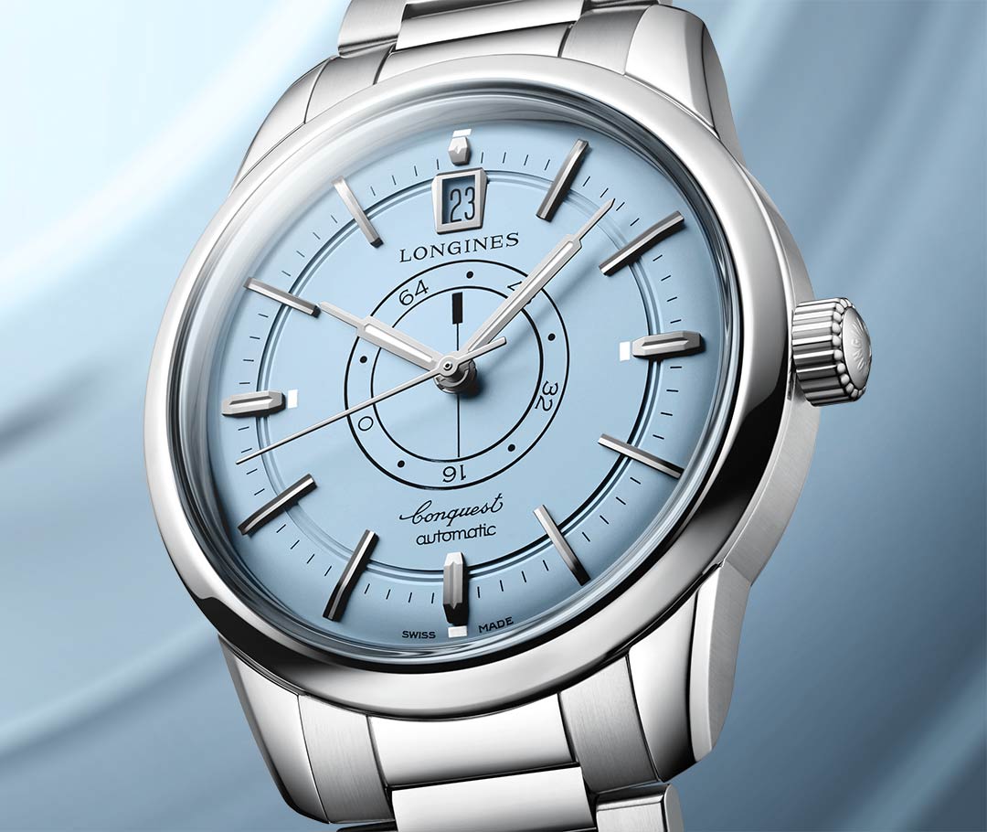Longines brings an opaline blue dial to the Conquest Heritage Central Power Reserve